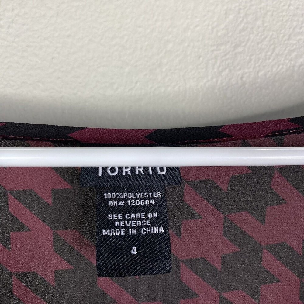 Torrid Chiffon Houndstooth Button Down Maxi Blous… - image 3